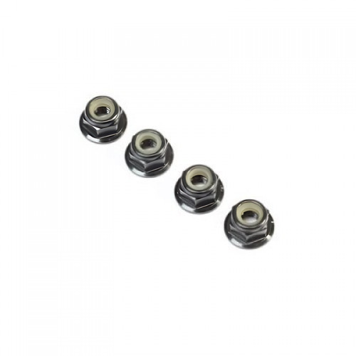 �˾���ũ TLR236009 [TLR Racing] Black Alum Flanged Locknut, M4 x 0.7mm x 7mm (4)
