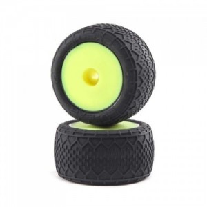 [TEAM LOSI] BK Bar Tires, Fr/Rr Mounted, Yellow: Mini-T 2.0