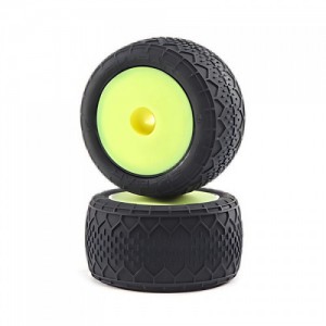 [TEAM LOSI] BK Bar Tires, Fr/Rr Mounted, Yellow: Mini-T 2.0