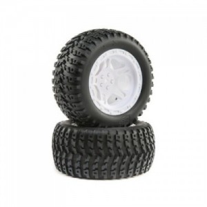 [TEAM LOSI] White Wheel and Tire Mounted (2): 22S ST