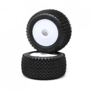 [TEAM LOSI] Pin Tires, Rear, Mounted, White (2): Mini-T 2.0