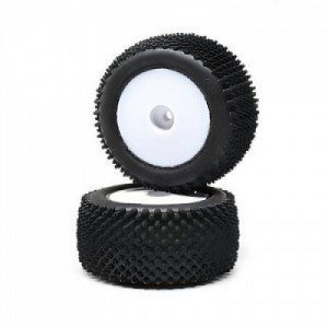 [TEAM LOSI] Pin Tires, Rear, Mounted, White (2): Mini-T 2.0