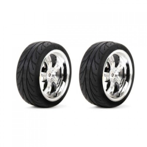 �˾���ũ LOS43038 [TEAM LOSI] Mounted FR 5-Spoke Wheel Tire 54x26mm Chrome (2)