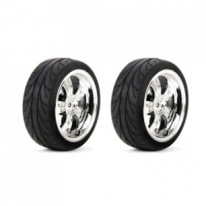[TEAM LOSI] Mounted FR 5-Spoke Wheel Tire 54x26mm Chrome (2)