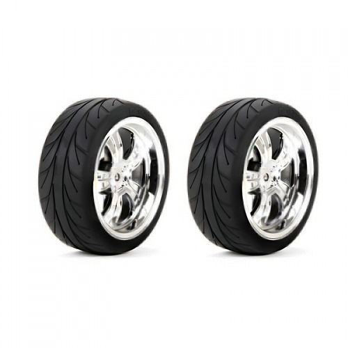 �˾���ũ LOS43038 [TEAM LOSI] Mounted FR 5-Spoke Wheel Tire 54x26mm Chrome (2)