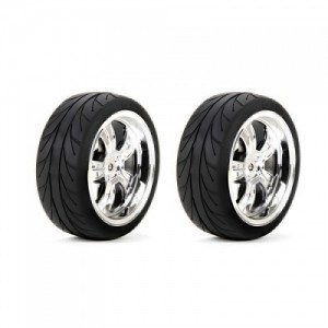 [TEAM LOSI] Mounted FR 5-Spoke Wheel Tire 54x26mm Chrome (2)
