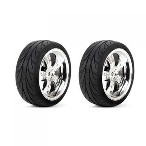 �˾���ũ LOS43039 [TEAM LOSI] Mounted RR 5-Spoke Wheel Tire 54x30mm Chrome (2)