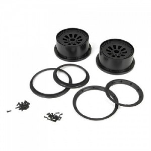 [TEAM LOSI] 1/5 Wheel and Beadlock Set 4.75, 24mm Hex, Black (2): 5IVE-T