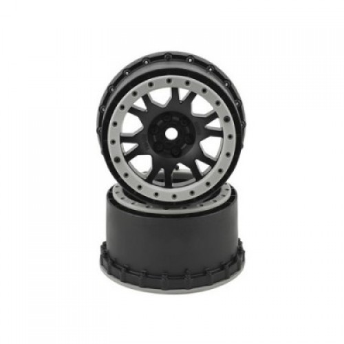 �˾���ũ PRO276303 [PROLINE-RACING] 2763-03 Pro-Line X-MAXX Impulse Pro-Loc Wheels (Black w/Stone Gray Rings) (2)