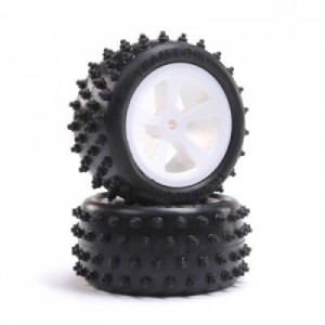 [TEAM LOSI] 4 Row Rear Tires, Mounted, White (2): Mini JRX2