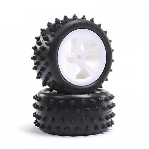 �˾���ũ LOS41024 [TEAM LOSI] 4 Row Rear Tires, Mounted, White (2): Mini JRX2