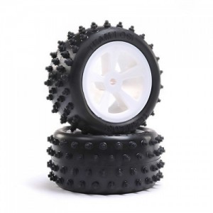 [TEAM LOSI] 4 Row Rear Tires, Mounted, White (2): Mini JRX2