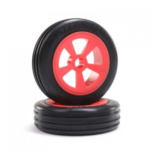 �˾���ũ LOS41020 [TEAM LOSI] Rib Front Tires, Mounted, Red (2): Mini JRX2