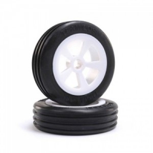 [TEAM LOSI] Rib Front Tires, Mounted, White (2): Mini JRX2