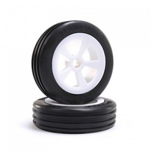 [TEAM LOSI] Rib Front Tires, Mounted, White (2): Mini JRX2