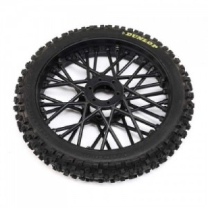 [TEAM LOSI] Dunlop MX53 Front Tire Mounted, Black: Promoto-MX