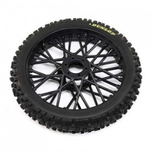 [TEAM LOSI] Dunlop MX53 Front Tire Mounted, Black: Promoto-MX