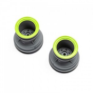 [TEAM LOSI] MT Wheel, Green Beadlock, Lt Grey(2): Mini LMT