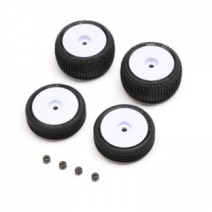 [TEAM LOSI] Tires & Wheels Mounted, White: Micro-B