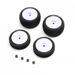 [TEAM LOSI] Tires & Wheels Mounted, White: Micro-B