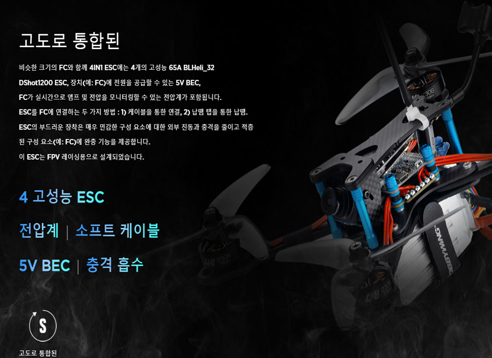 [�˾���ũ] 30902064 [HOBBYWING] XRotor FPV G2 4in1 ESC 4in1 65A 3~6S ��� ���������ӱ� 3