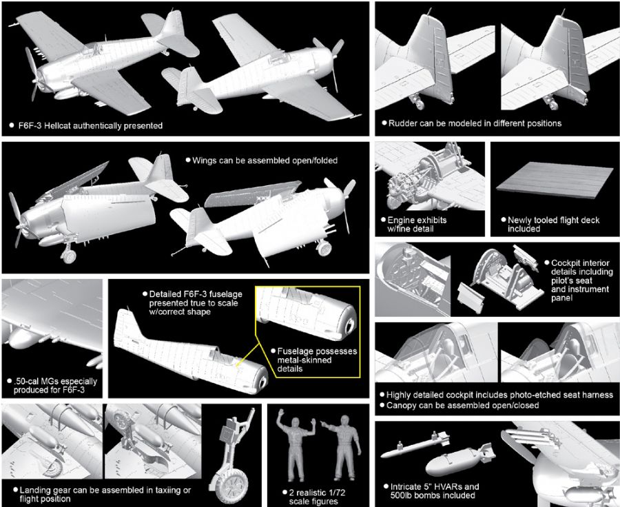 [�˾���ũ] BD5117 [Dragon] BD5117 1/72 F6F-3 Hellcat w/Flight Deck (1/72 �װ���� 2�� ����) 2