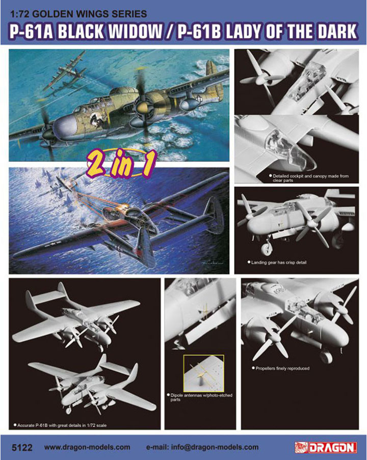 [�˾���ũ] BD5122 [Dragon] BD5122 1/72 P-61A Black Widow/ P-61B Lady of the Dark 2