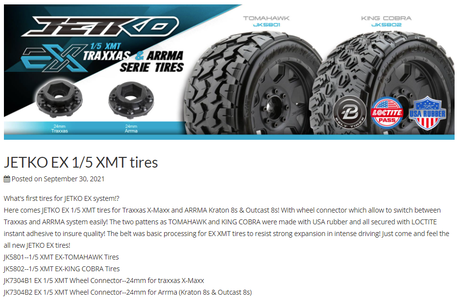 [�˾���ũ] JKO5802CBMSGBB1 [JETKO] 1/5 XMT EX-KING COBRA/Claw Rim for 24mm for traxxas (X-Maxx) (2pcs) Belted 6