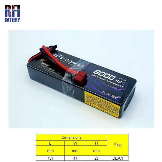 [�˾���ũ] RFI746040XT [RFI BATTERY] 7.4V 6000mah 40C ��Ƭ������ ���͸� �ϵ����̽� - ���� 1