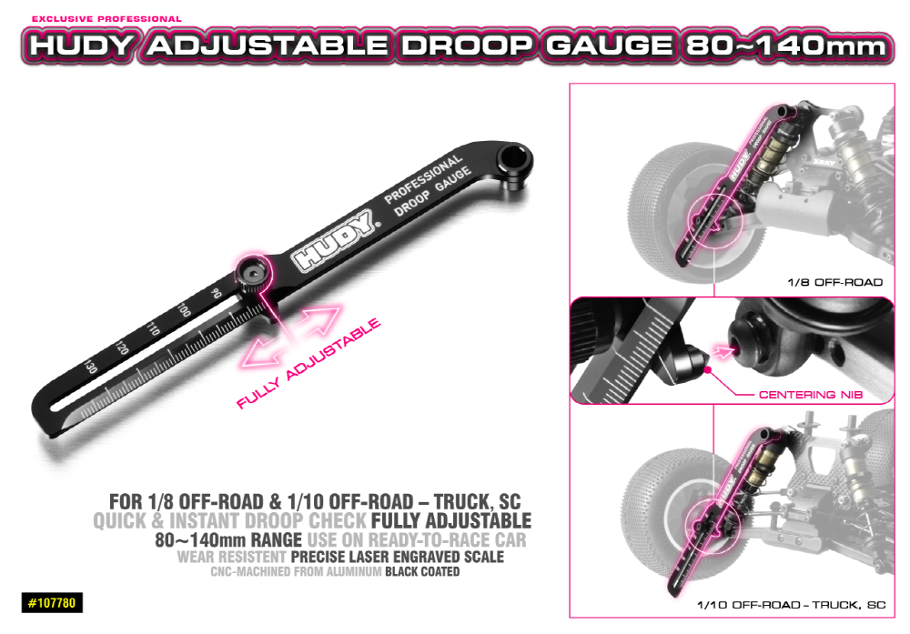 [�˾���ũ] 107780 [HUDY] Adjustable Droop Gauge 80-140mm (��� ������ for 1/8 and 1/10 Off-Road) 1