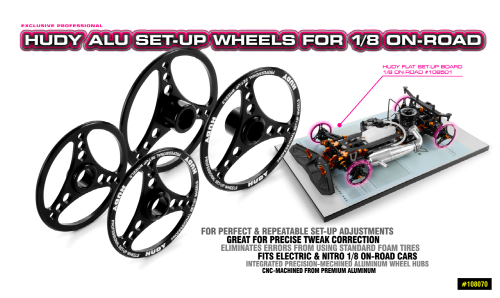 [�˾���ũ] 108070 [HUDY] 108070 Alu Set-Up Wheel for 1/8 On-Road (4) 9