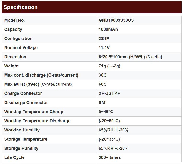[�˾���ũ] GNB10003S30G3 [GNB] 11.1V 1000mAh 30C ��Ƭ������ ���͸� - �и��� / �輱�� 11