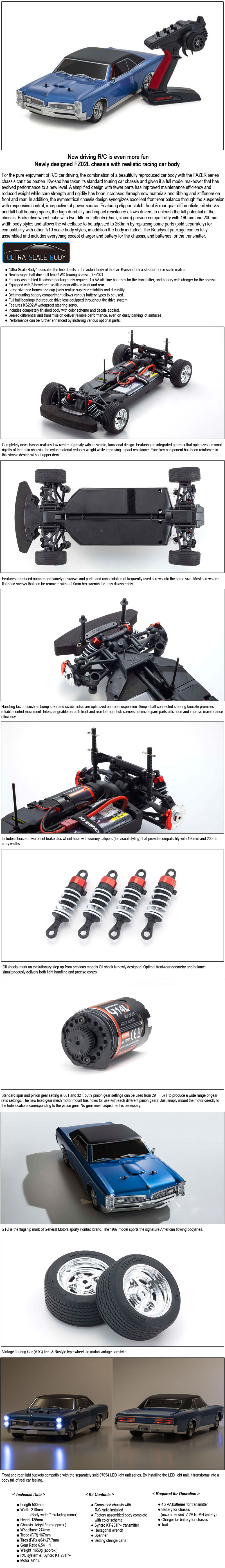[�˾���ũ] KY34431T2B [KYOSHO] PuTEP FZ02L 1967 Pontiac GTO Tyrol Blue 1