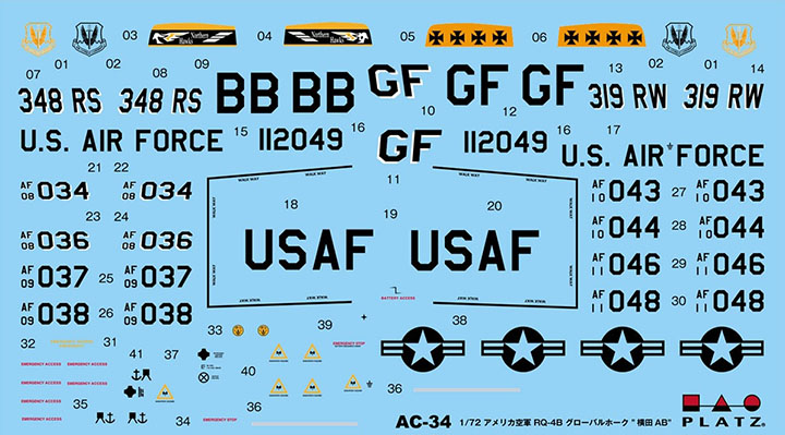 [�˾���ũ] BPAC-34SP [PLATZ] BPAC-34SP 1/72 RQ-4B Global Hawk Yokota AB w/Special Decals 2