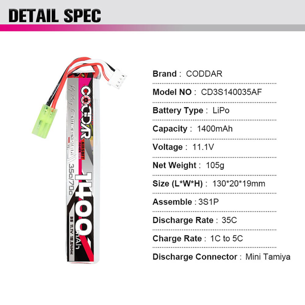 [�˾���ũ] CD3S140035AF [CODDAR] 11.1V 1400MAH 35C ��Ƭ������ ���͸� - �輱�� 8
