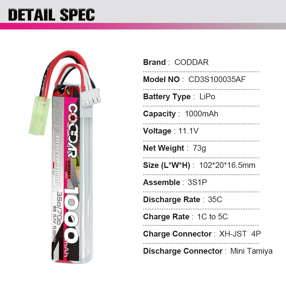 [�˾���ũ] CD3S100035AF [CODDAR] 11.1V 1000MAH 35C ��Ƭ������ ���͸� - �輱�� 8