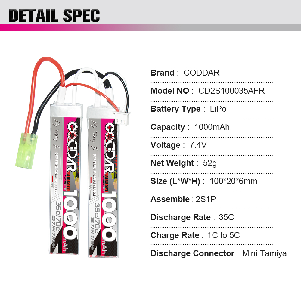 [�˾���ũ] CD2S100035AFR [CODDAR] 7.4V 1000MAH 35C ��Ƭ������ ���͸� - �и��� / �輱�� 8