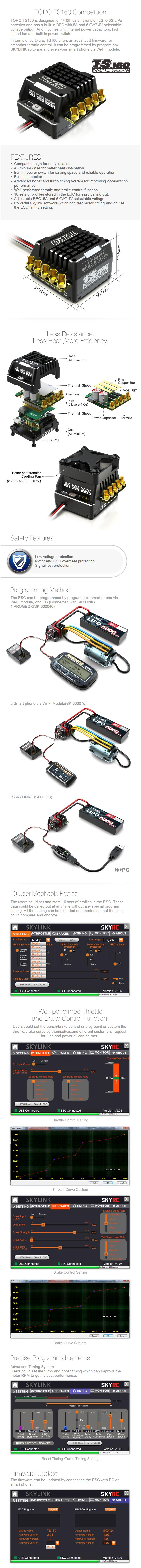 [�˾���ũ] SK-300064-01 [SKY RC] SK-300064-01 - TS 160A Aluminum Case Brushless Sensored ESC For 1/10 (��Ż ���̽�, �ְ����� ���̽� ����) 2