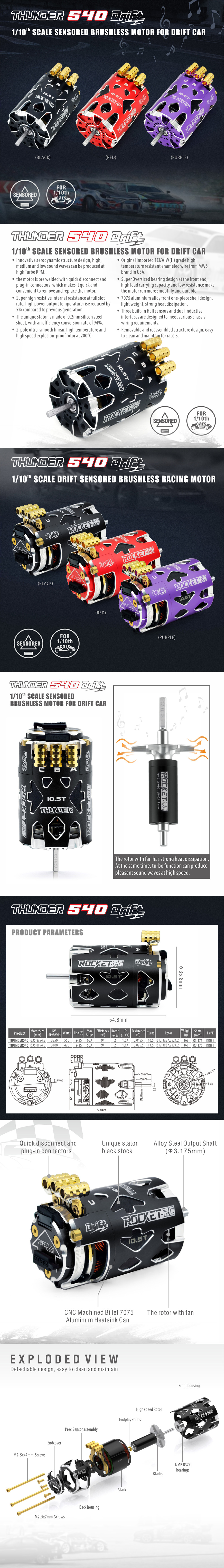 [�˾���ũ] 697238888641 [SURPASS HOBBY] THUNDER POWER 540 DRIFT Sensored Motor Purple 10.5T 1