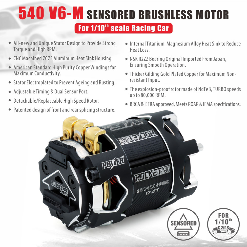 [�˾���ũ] 697238888991 [SURPASS HOBBY] 540-V6 Sensored Brushless Motor STOCK SPEC 21.5T 2