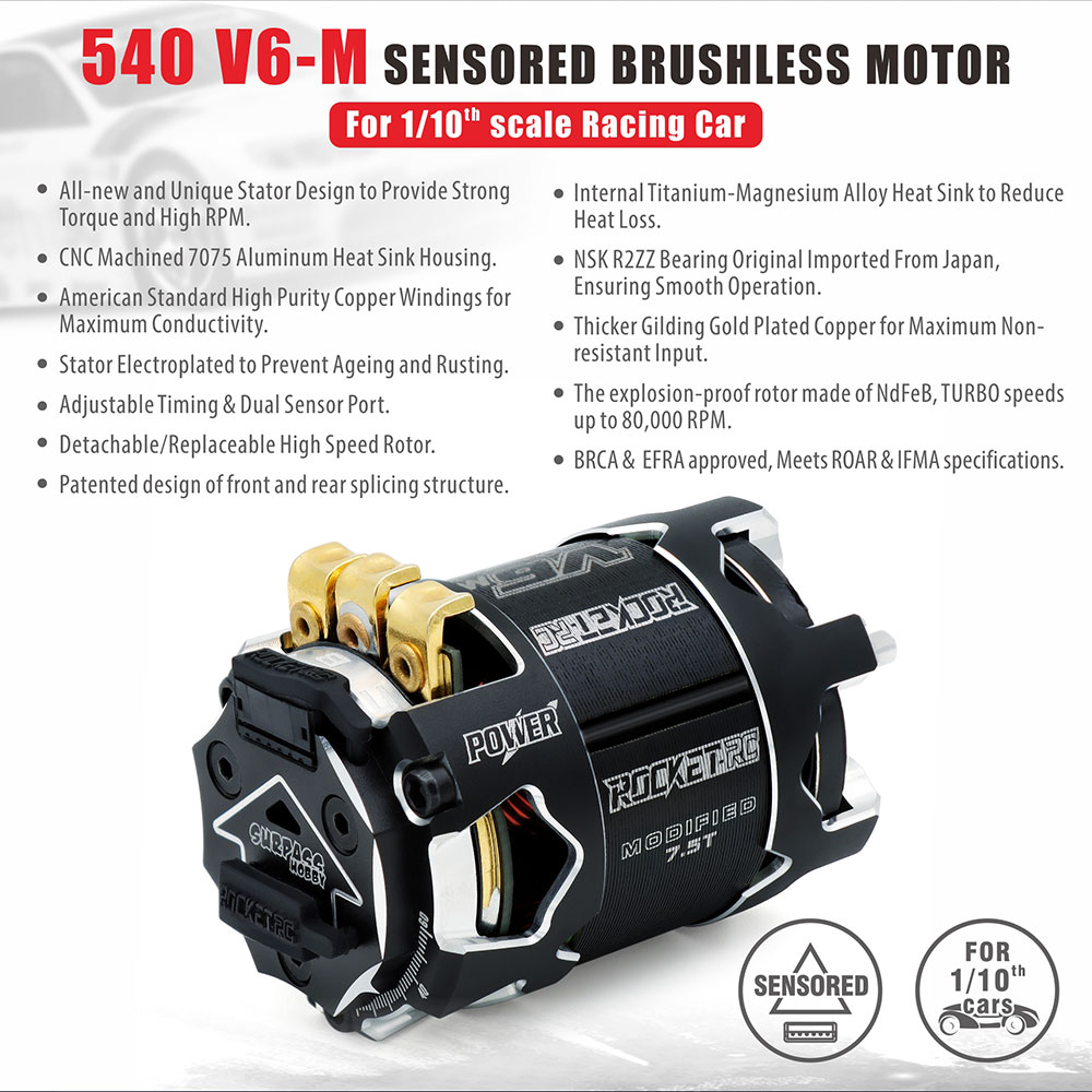 [�˾���ũ] 697175079669 [SURPASS HOBBY] 540-V6 Sensored Brushless Motor MODIFIED 8.5T 2