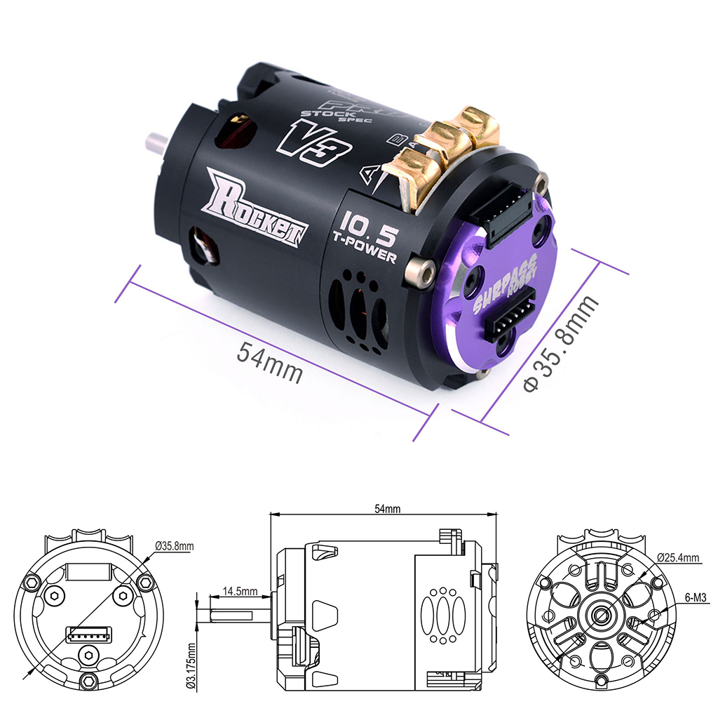 [�˾���ũ] 697175079194 [SURPASS HOBBY] Rocket 540-V3 Sensored Motor (Competition Level) 5.5T 6