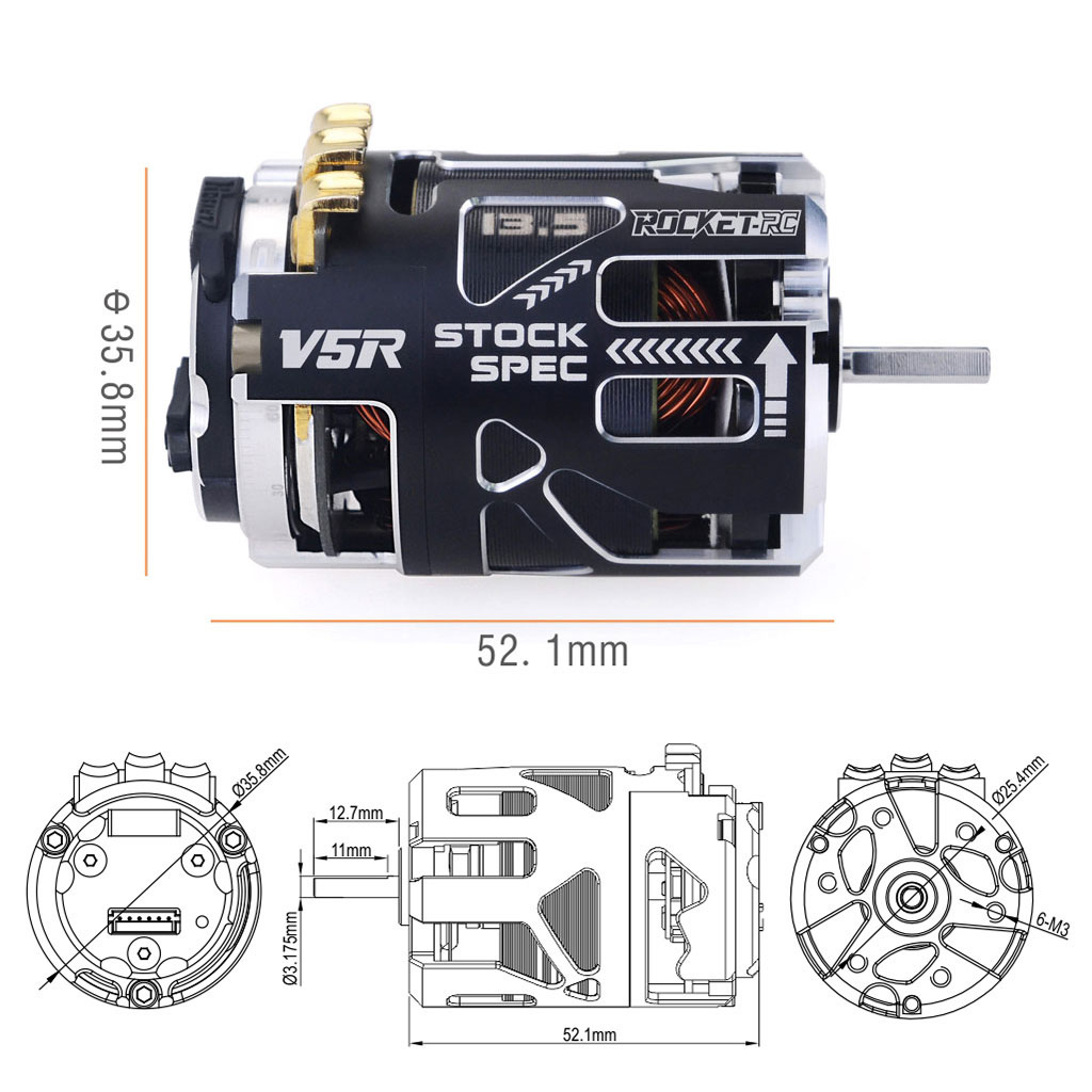 [�˾���ũ] 697175079518 [SURPASS HOBBY] Rocket 540-V5R Sensored Motor (Competition Level) 21.5T 6