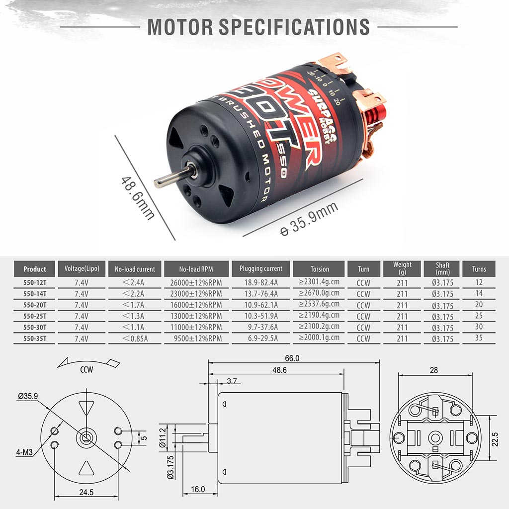 [�˾���ũ] 697238888266 [SURPASS HOBBY] 550 Brushed Motor 3-Slot for 1/10th RC Cars 12T RPM:26500 7