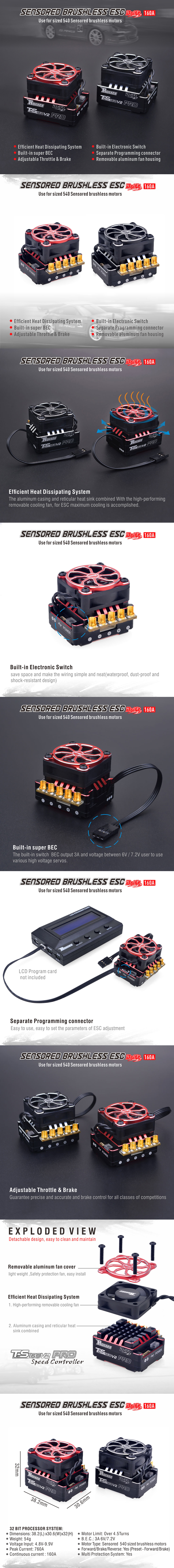[�˾���ũ] 697238888256 [SURPASS HOBBY] TS160 V2 PRO ESC - Drift Series 1
