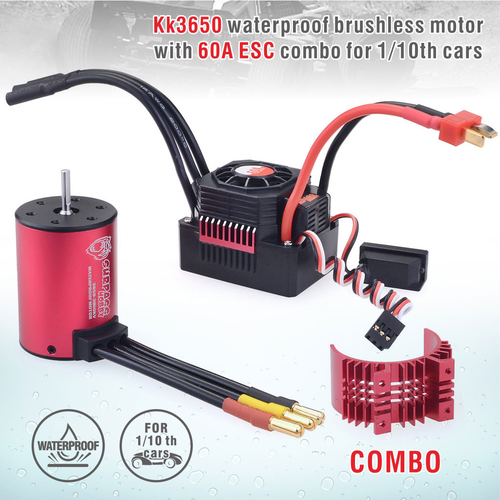 [�˾���ũ] 697238888006 [SURPASS HOBBY] Waterproof 3650 Brushless Motor with 60A ESC Combo Red Heatsink (2300KV) 1