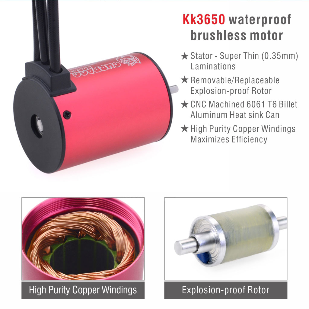 [�˾���ũ] 697238888008 [SURPASS HOBBY] Waterproof 3650 Brushless Motor with 60A ESC Combo Red Heatsink (5900KV) 2
