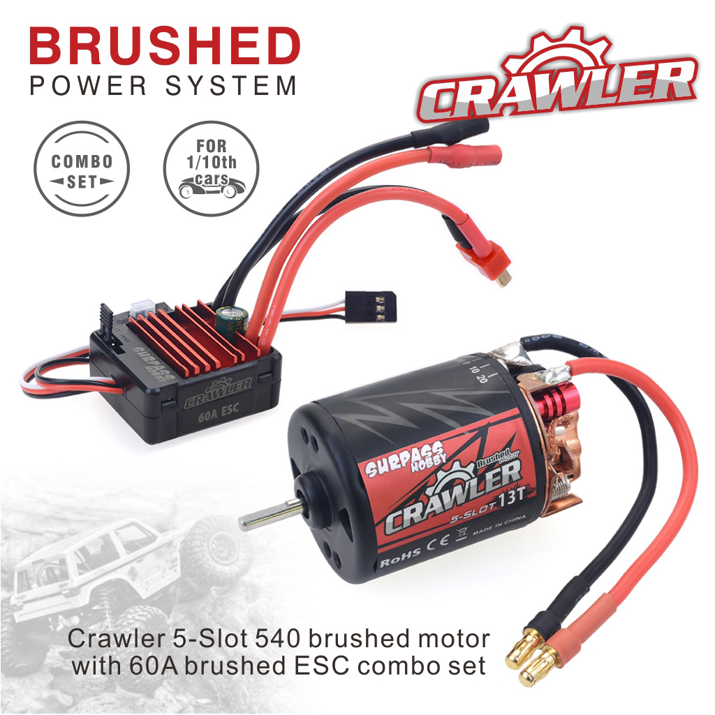 [�˾���ũ] 697175079658 [SURPASS HOBBY] 540 5 Slot & Skewed stator 60A Brushed ESC for Crawler Car (16T RPM:13700) 1