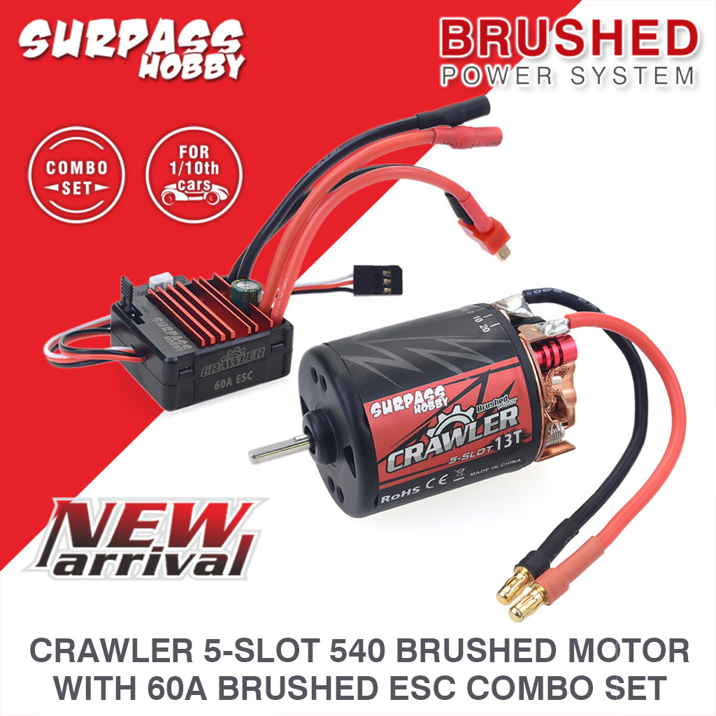 [�˾���ũ] 697175079658 [SURPASS HOBBY] 540 5 Slot & Skewed stator 60A Brushed ESC for Crawler Car (16T RPM:13700) 2