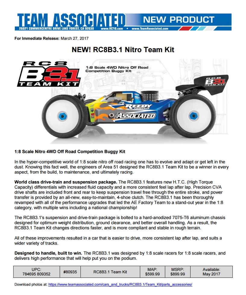 [�˾���ũ] AAK80935 [TEAM ASSOCIATED] AAK80935 RC8B3.1 Nitro Team Kit ����ǰ �������� 2